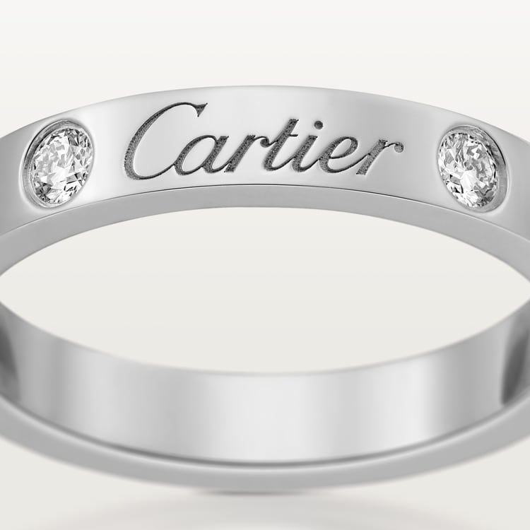 Top 1:1 replica C de Cartier wedding band, 3 mm width, 2 diamonds