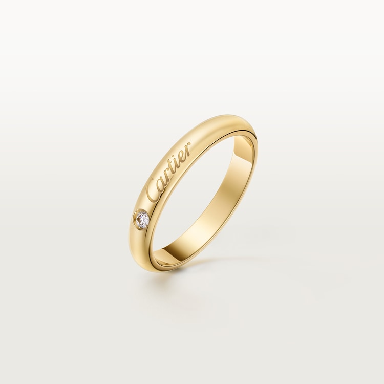Top 1:1 replica C de Cartier wedding band, 3 mm width, 1 diamond