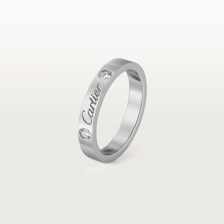 Top 1:1 replica C de Cartier wedding band, 3 mm width, 2 diamonds