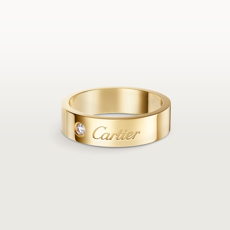 Top 1:1 replica C de Cartier wedding ring, 5 mm width, 1 diamond