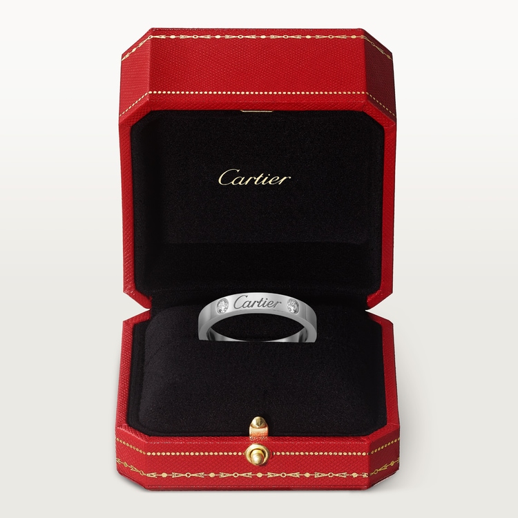 Top 1:1 replica C de Cartier wedding band, 3 mm width, 2 diamonds