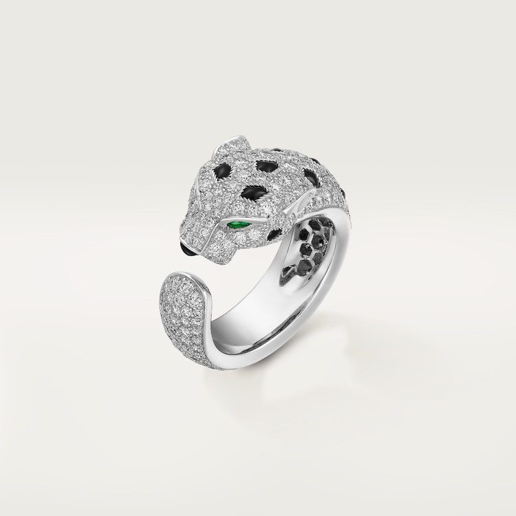 Top 1:1 replica Panthère de Cartier ring, medium model, half-paved