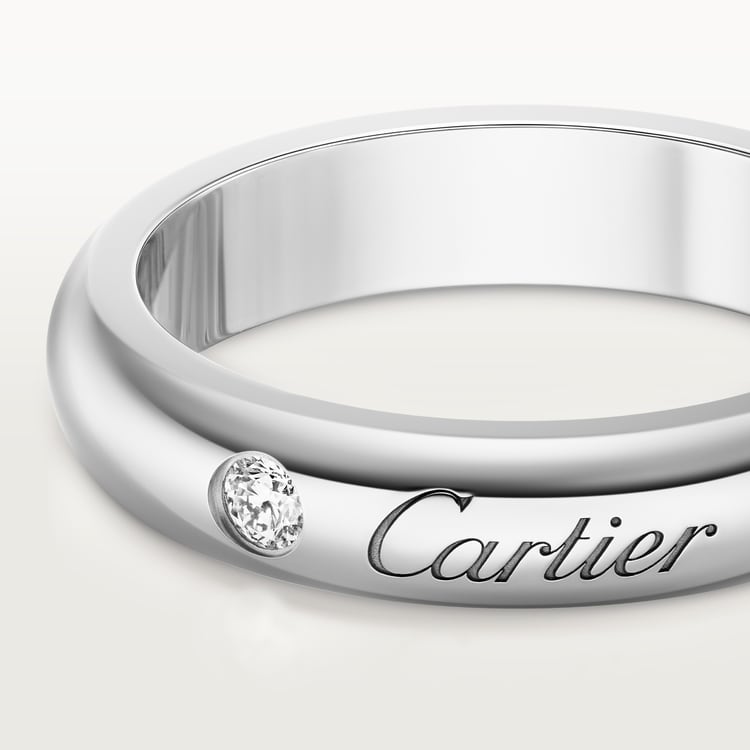 Top 1:1 replica C de Cartier wedding band, 4 mm width, 1 diamond