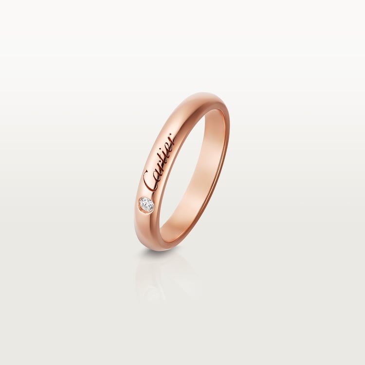 Top 1:1 replica C de Cartier wedding band, 3 mm width, 1 diamond