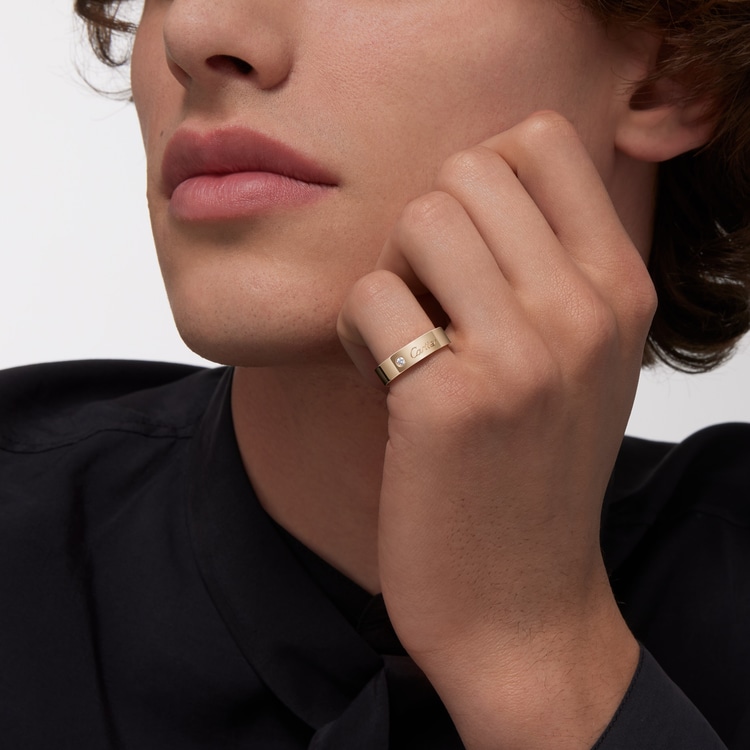 Top 1:1 replica C de Cartier wedding ring, 5 mm width, 1 diamond
