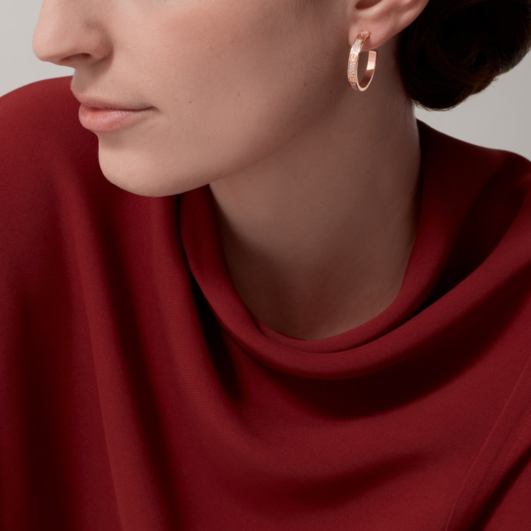 Top 1:1 replica LOVE hoop earrings, medium model, paved