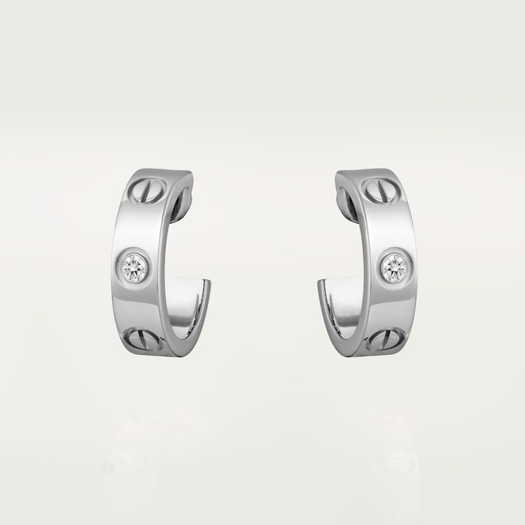 Top 1:1 replica LOVE hoop earrings, classic model, 2 diamonds