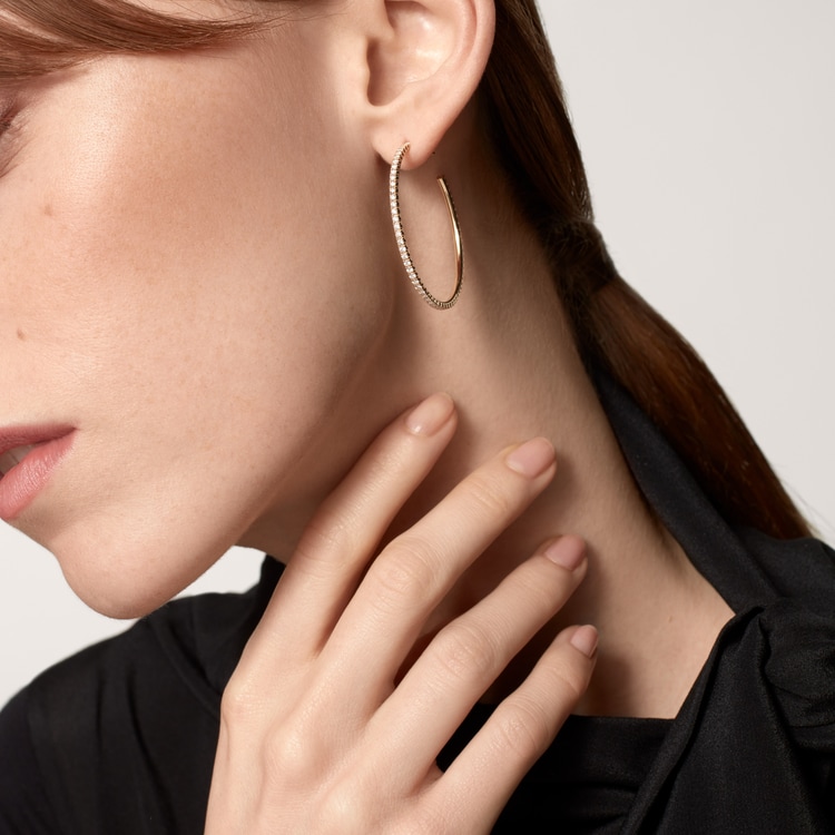 Top 1:1 replica Etincelle de Cartier hoop earrings, large model, paved