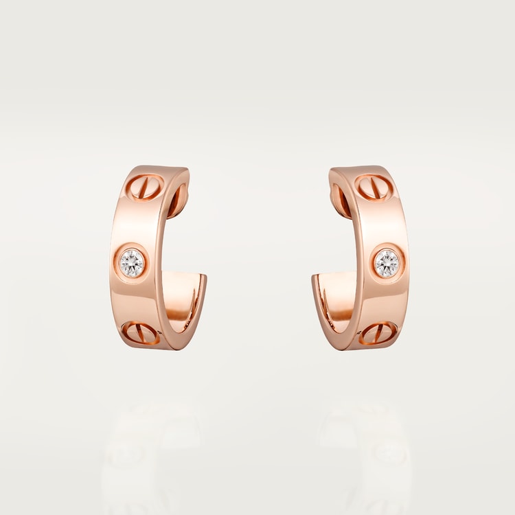 Top 1:1 replica LOVE hoop earrings, classic model, 2 diamonds