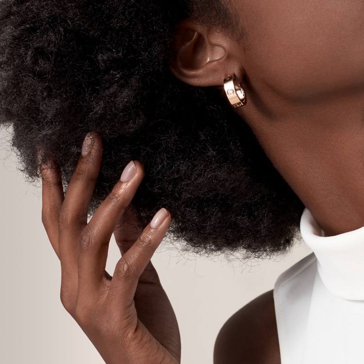 Top 1:1 replica LOVE hoop earrings, classic model, 2 diamonds