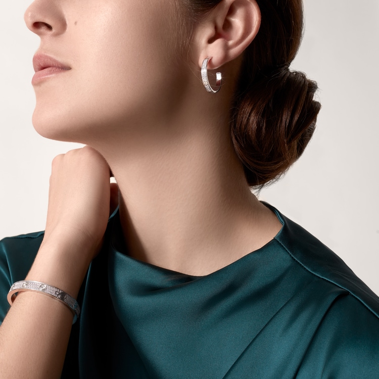 Top 1:1 replica LOVE hoop earrings, medium model, paved