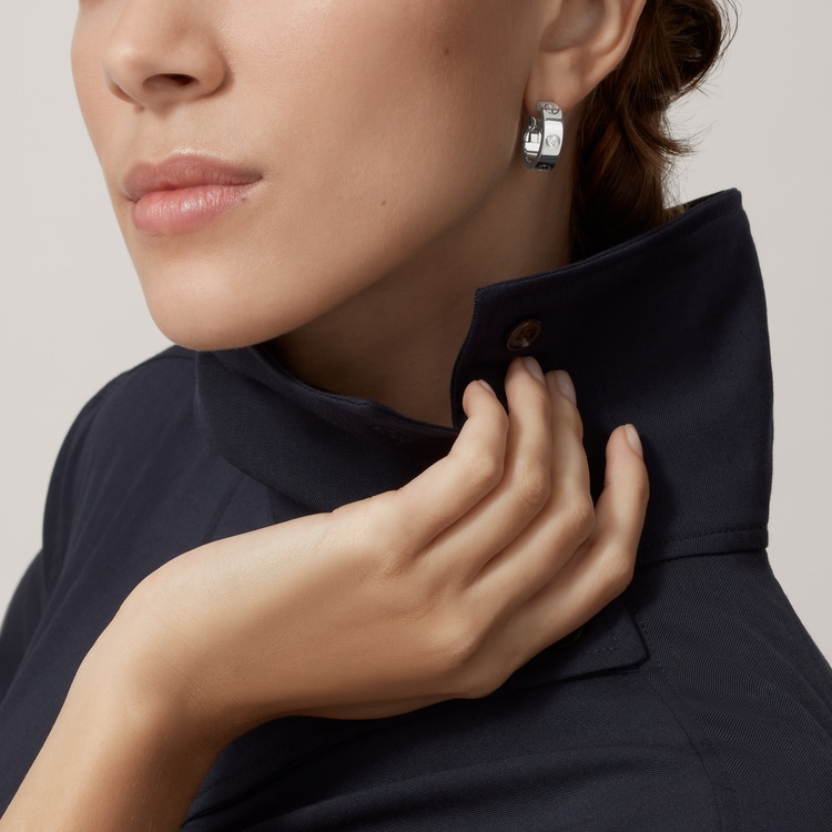Top 1:1 replica LOVE hoop earrings, classic model, 2 diamonds