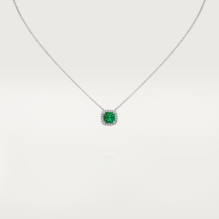 Top 1:1 replica Cartier Destinée pendant, cushion-cut emerald, paved