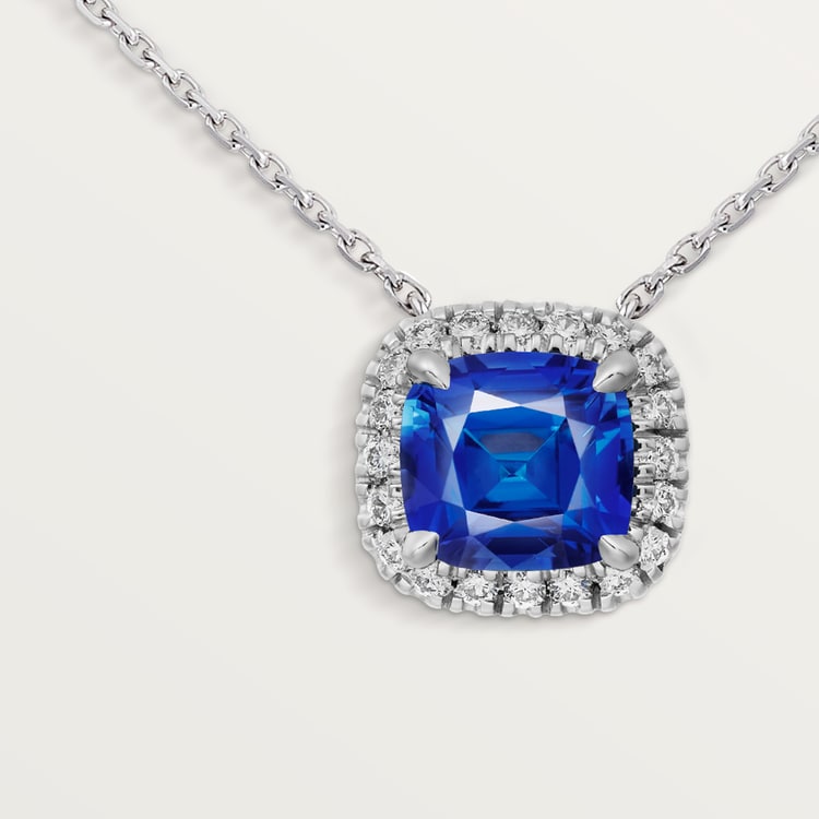 Top 1:1 replica Cartier Destinée pendant, cushion-cut sapphire, paved