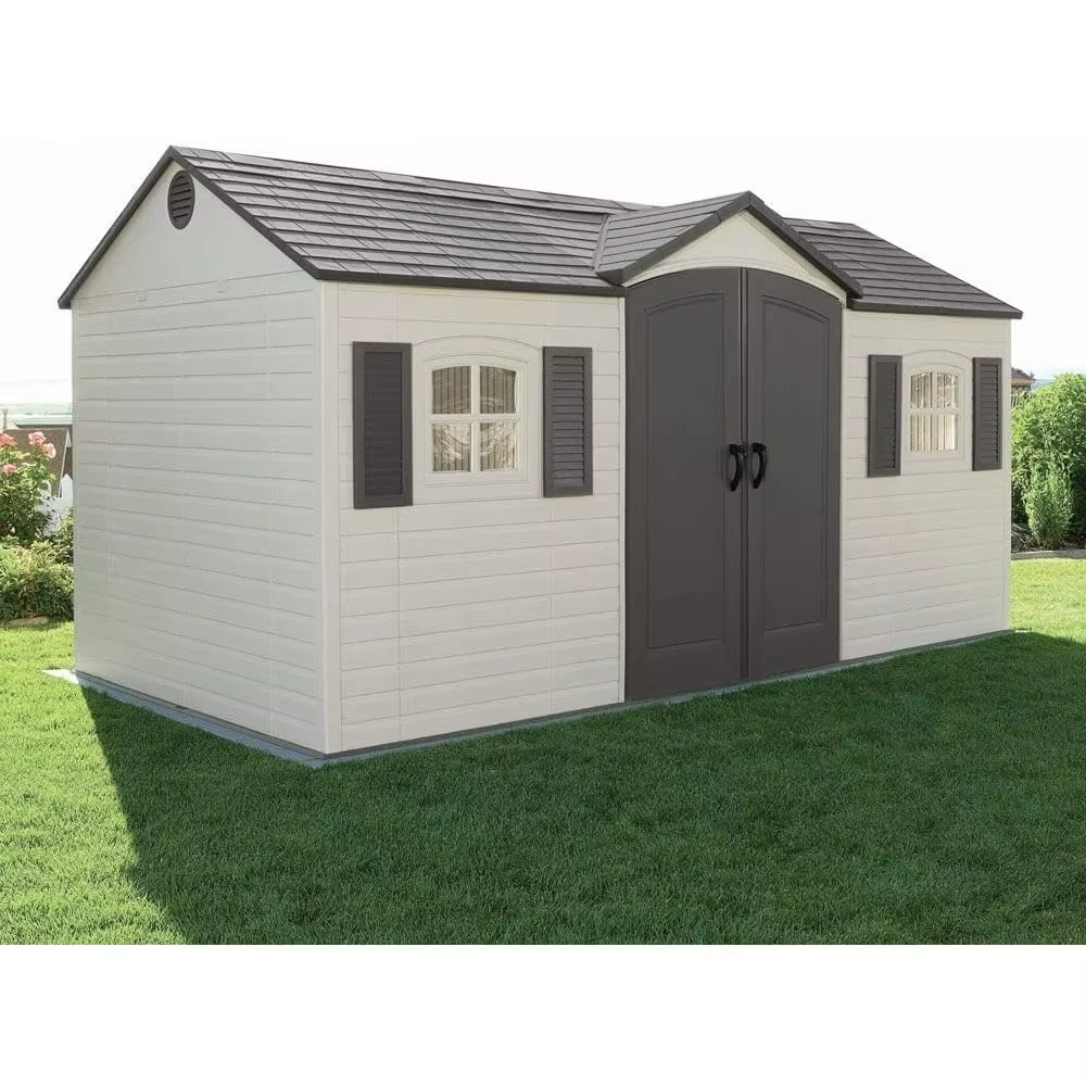 Outdoor Storage Shed 8 X 15 FT, Shed and Lockable Steel-Reinforced Doors for Added Security Protected By Double Wall UV Rays