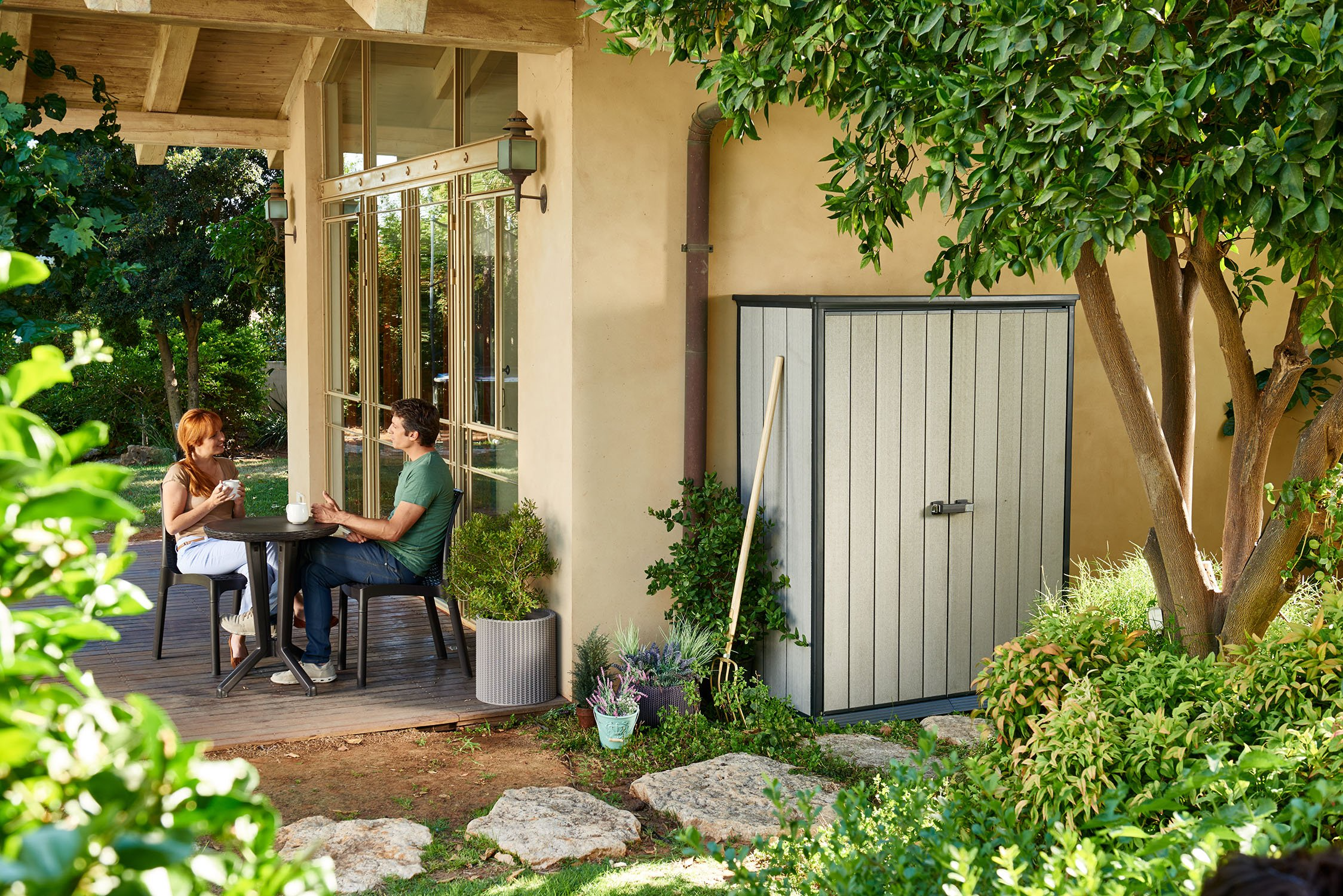 High Store 4.5 x 2.5 Vertical Outdoor Resin Storage Shed, Grey