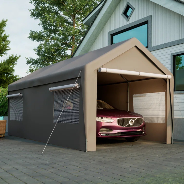 10 Ft. W x 20 Ft. D Garage Heavy Duty Carport Portable Garage Storage Shed Canopy