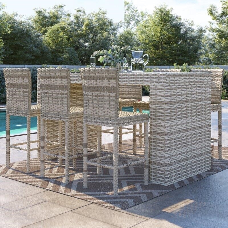 Falmouth Rectangular 6 - Person 76'' Long Bar Height Dining Set