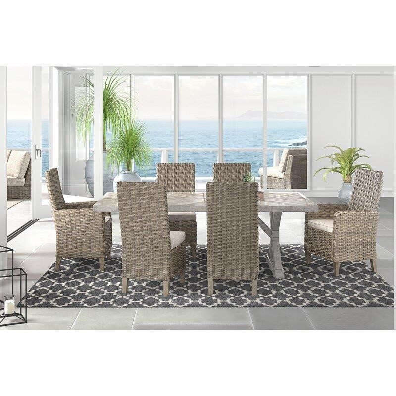 Pederson Rectangular 8 - Person 84'' Long Bar Height Dining Set with Cushions