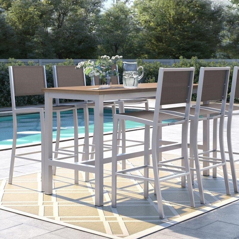 Mckinnon Rectangular 6 - Person 73'' Long Aluminum Bar Height Dining Set