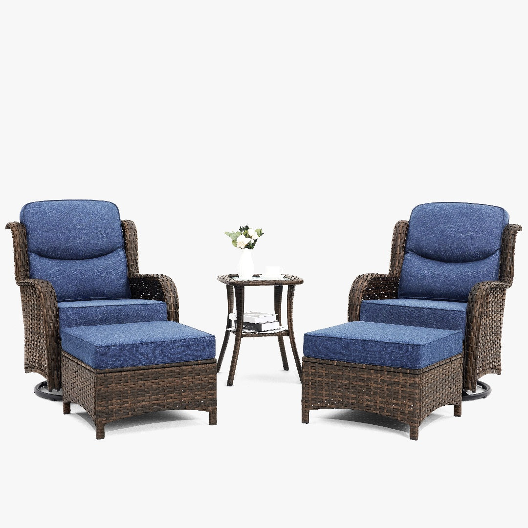 Hawthorne Swivel Glider Conversation Set With Ottomans