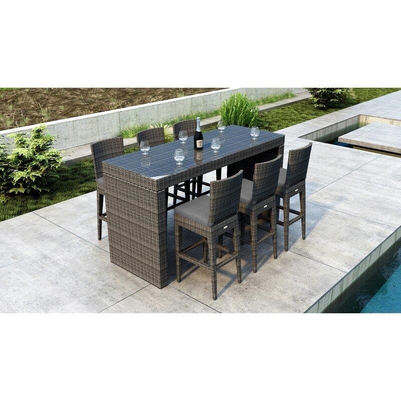 Gilleland Rectangular 6 - Person 78.75'' Long Bar Height Dining Set with Cushions