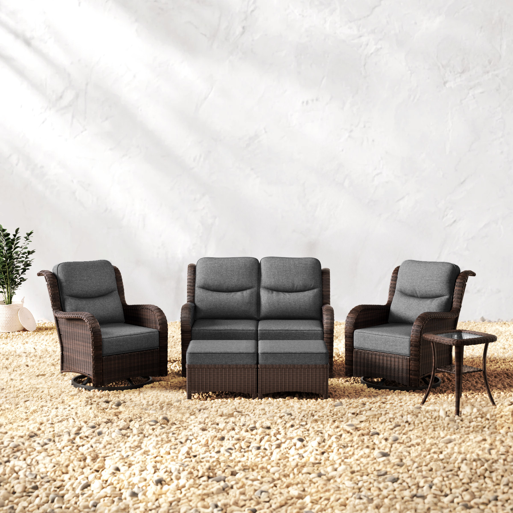 Ardenelle Loveseat Set With Ottomans