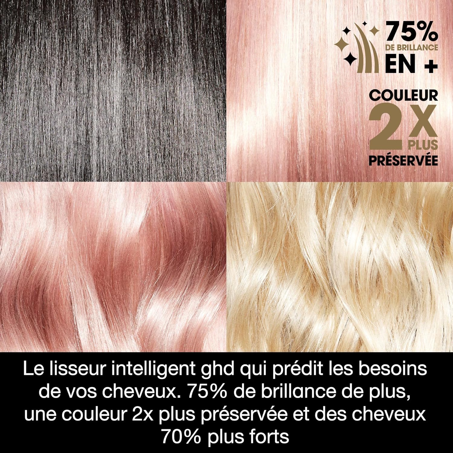 2025 Platinum+ Styler Intelligent – +75 % de brillance, +70 % de cheveux plus forts, Température optimale 185 °C, Noir élégant