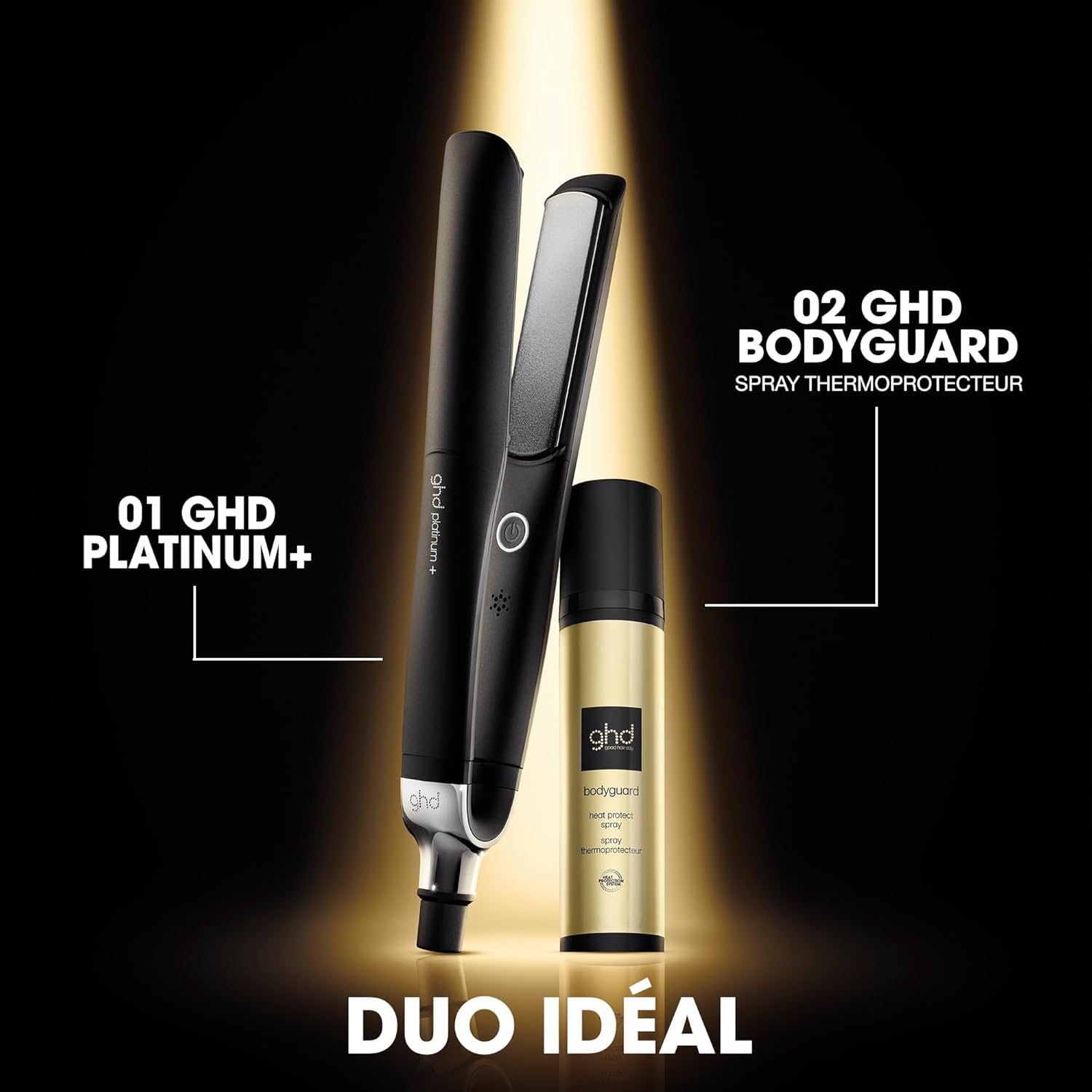 2025 Platinum+ Styler Intelligent – +75 % de brillance, +70 % de cheveux plus forts, Température optimale 185 °C, Noir élégant