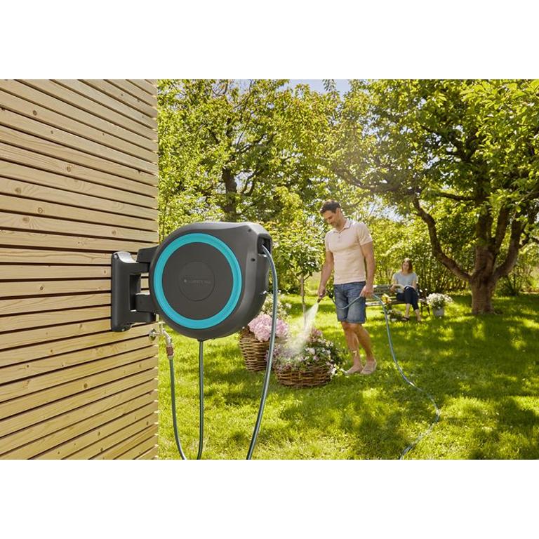 Boîte à Tuyau Murale RollUp XL 35 m – Pivot 180°, Enroulement Automatique, Kit Complet pour un Arrosage Facile et Propre