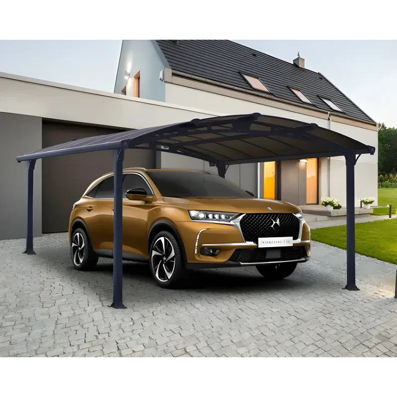 Carport aluminium et polycarbonate, H 242 cm x L 359 cm x P 435 cm