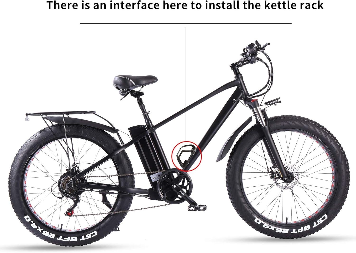 ride66 Vélo électrique VTT pour Homme Adulte, 26 Pouces 21Ah Batterie au Lithium Shimano 7 Vitesses, Vélo Homme Fat Bike Noir XL