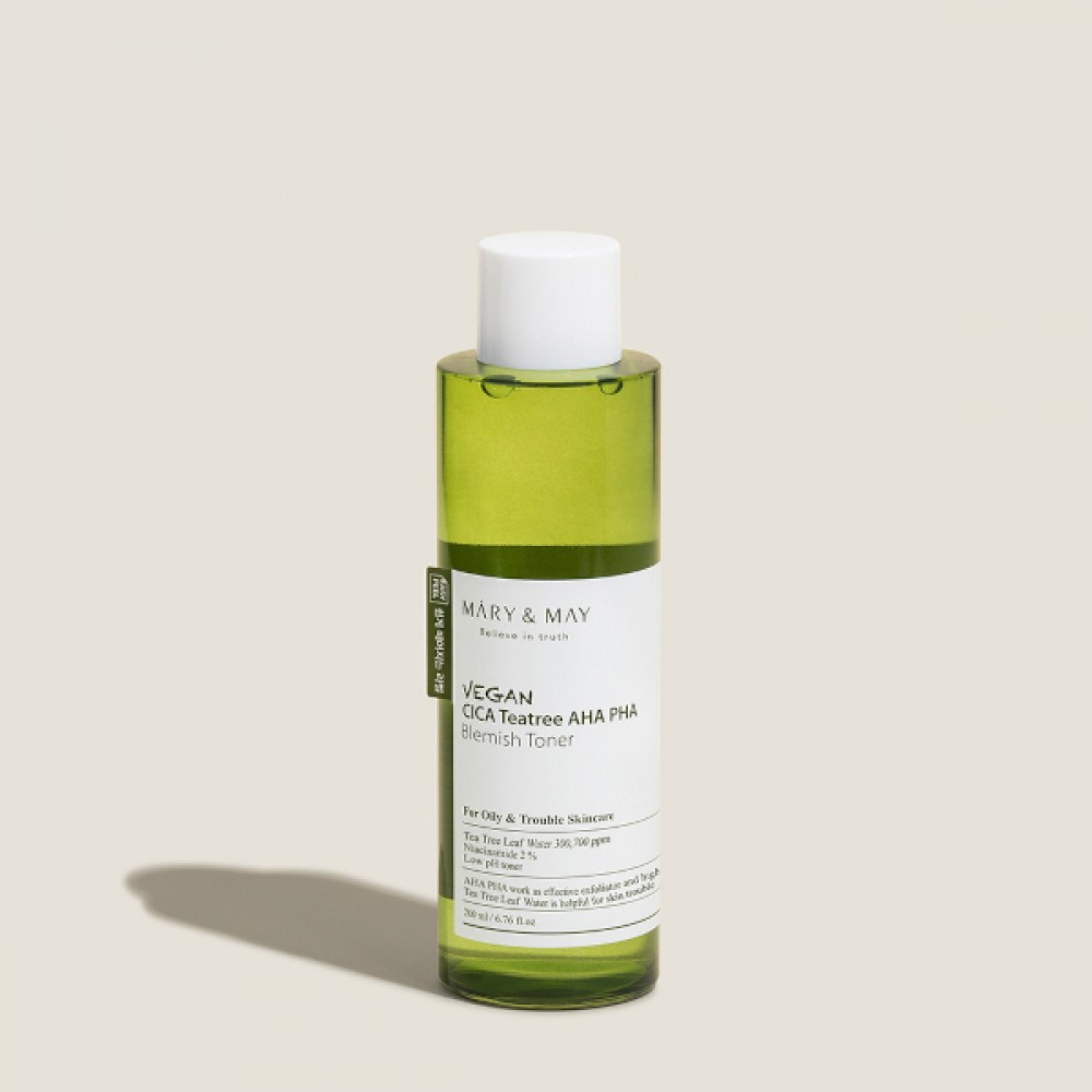Mary&May - Vegan CICA Teatree AHA PHA Blemish Toner - 200ml