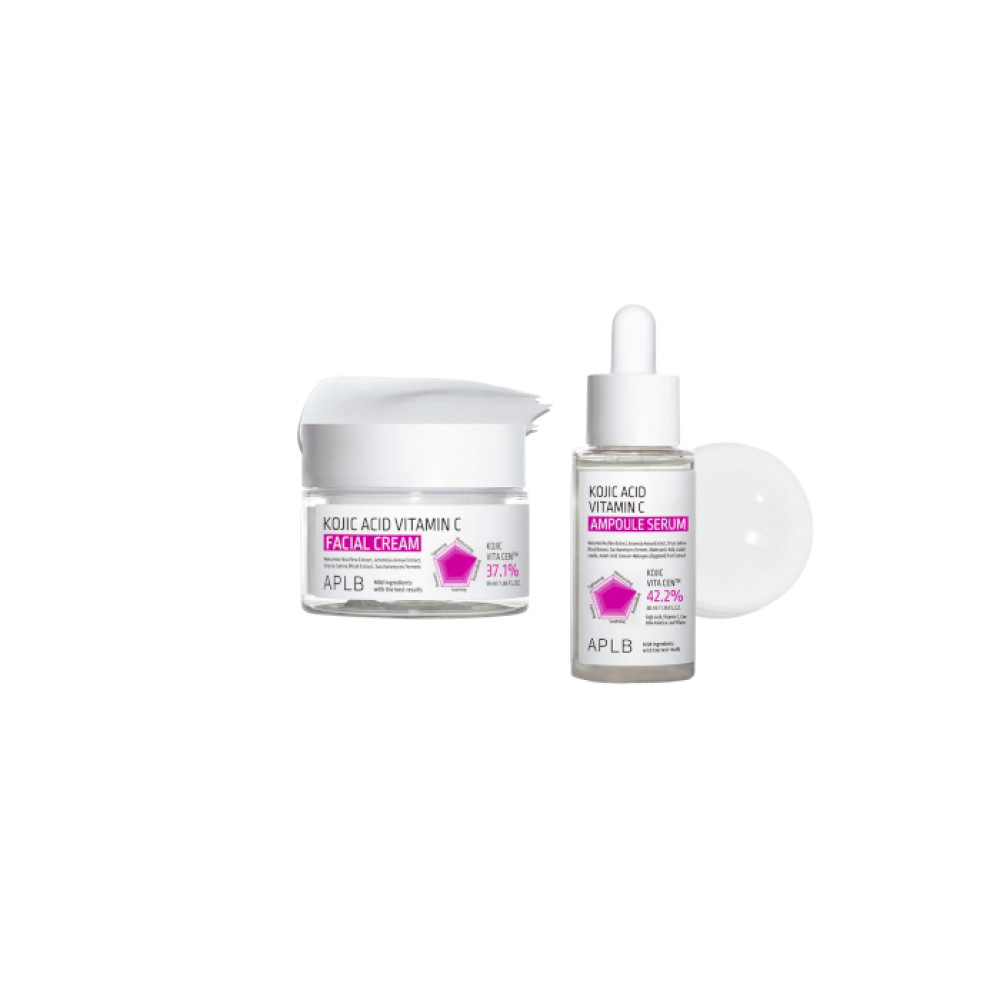 APLB - Kojic Acid Vitamin C Ampoule Serum - 40ml & Facial Cream - 55ml Set