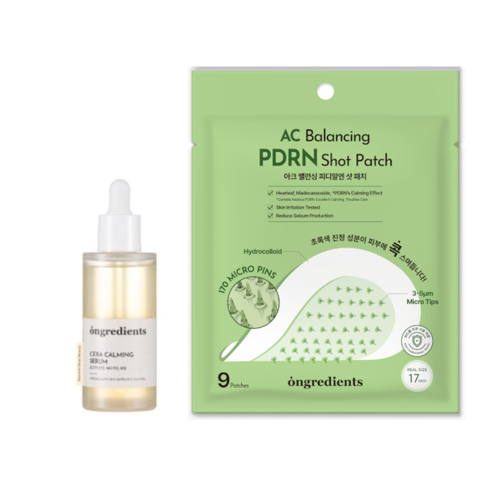 ongredients - Cera Calming Serum - 50ml - 250ml + AC Balancing PDRN Shot Patch - 9patches Set
