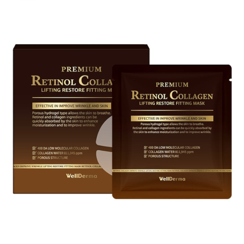 WELLDERMA - Premium Retinol Collagen Lifting Restore Fitting Mask - 4pcs