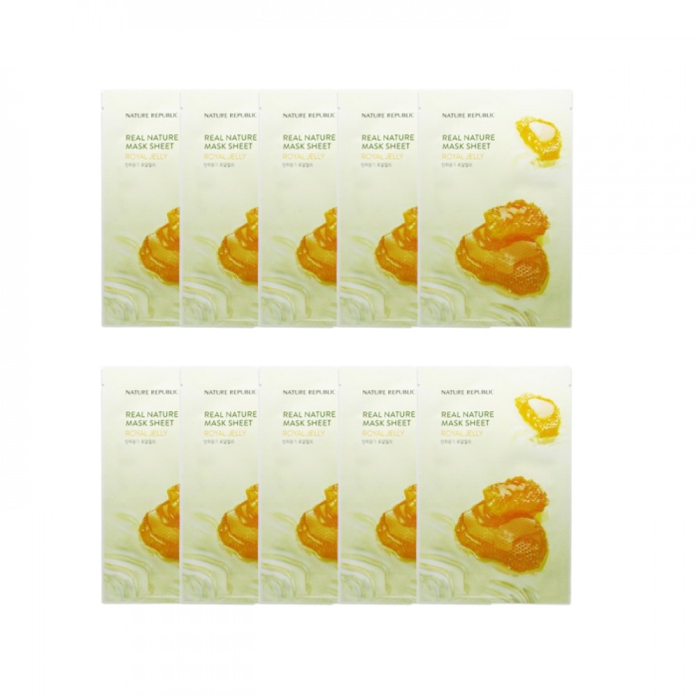NATURE REPUBLIC - Real Nature Sheet Mask - Royal Jelly - 1pc (10ea) Set