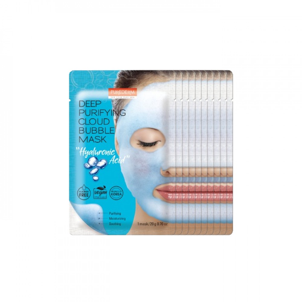 PUREDERM - Deep Purifying Cloud Bubble Mask - Hyaluronic Acid - 10pcs Set