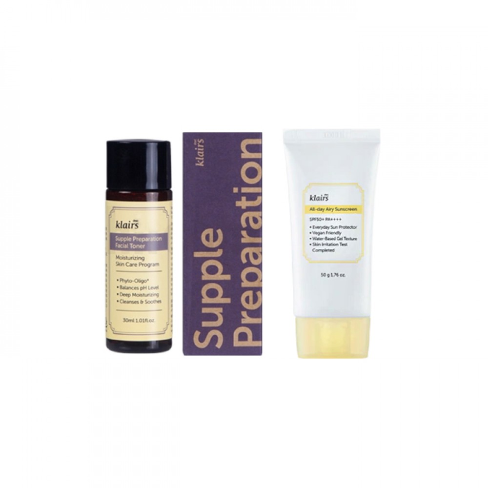 Dear; Klairs Supple Preparation Facial Toner - 30ml + All-day Airy Sunscreen SPF50+ PA++++ - 50g (1ea) Set