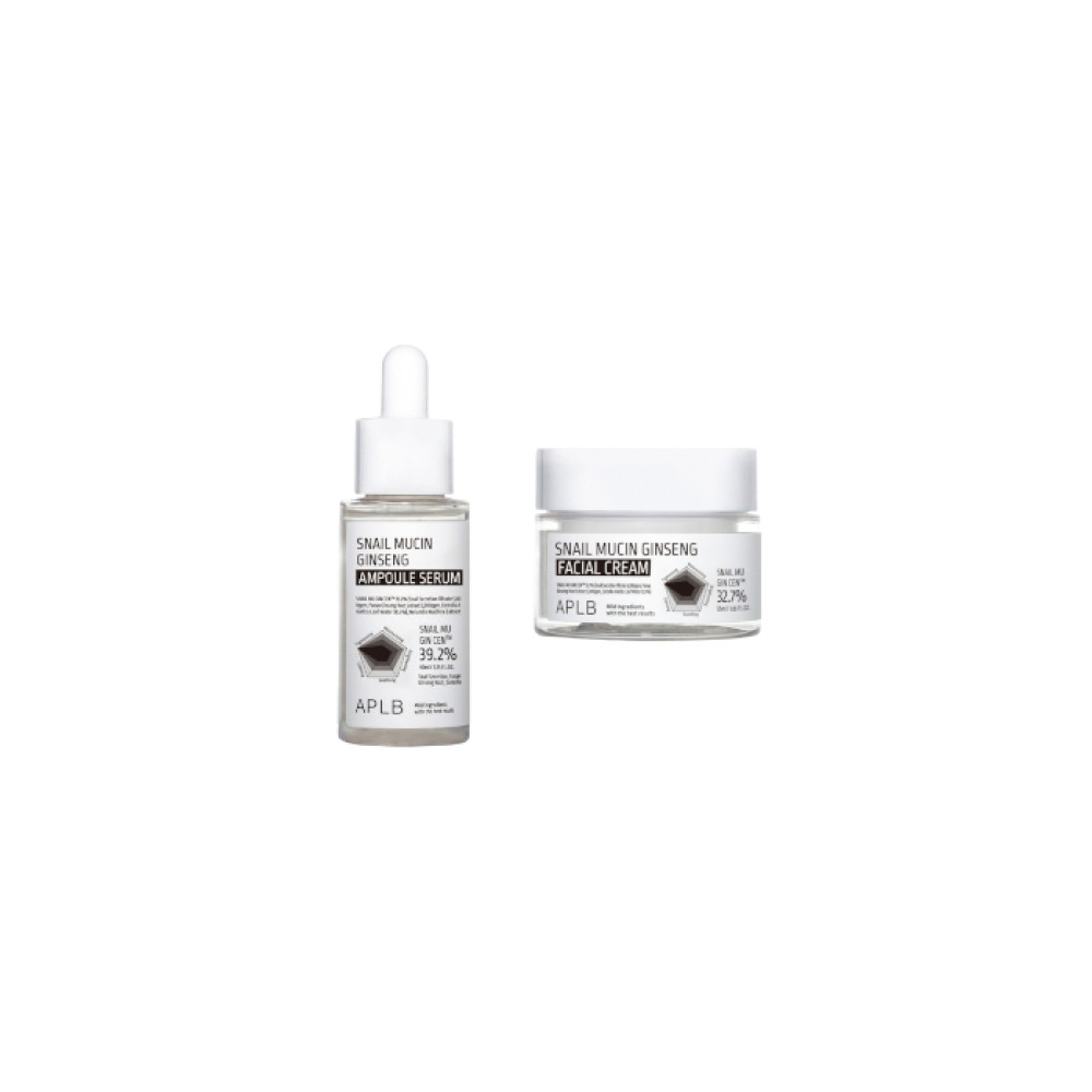 APLB - Snail Mucin Ginseng Ampoule Serum - 40ml + Facial Cream - 55ml Set
