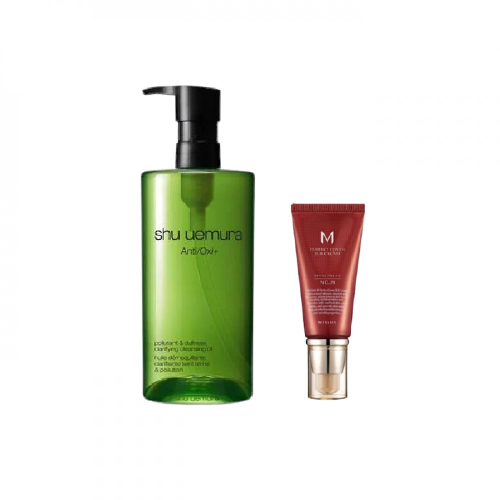 Missha X Shu Uemura M Perfect Cover BB Cream #21 Light Beige X Shu Uemura - Anti/Oxi+ Pollutant & Dullness Clarifying Cleansing Oil 450ml