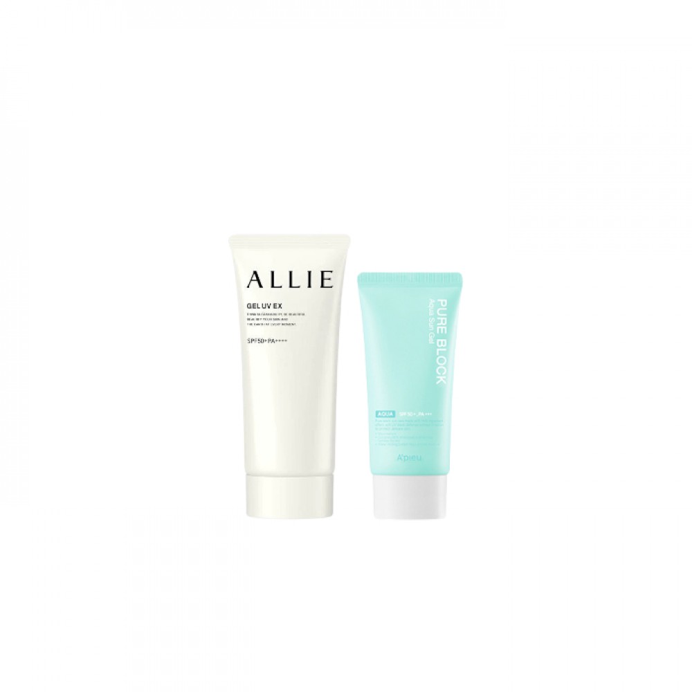 A'PIEU - Pure Block Aqua Sun Gel SPF50+ PA+++ X Kanebo - Allie Gel UV EX SPF50+ PA++++ - 90g (New Version of ALLIE - Extra UV Gel SPF50+ PA++++ - 90g)