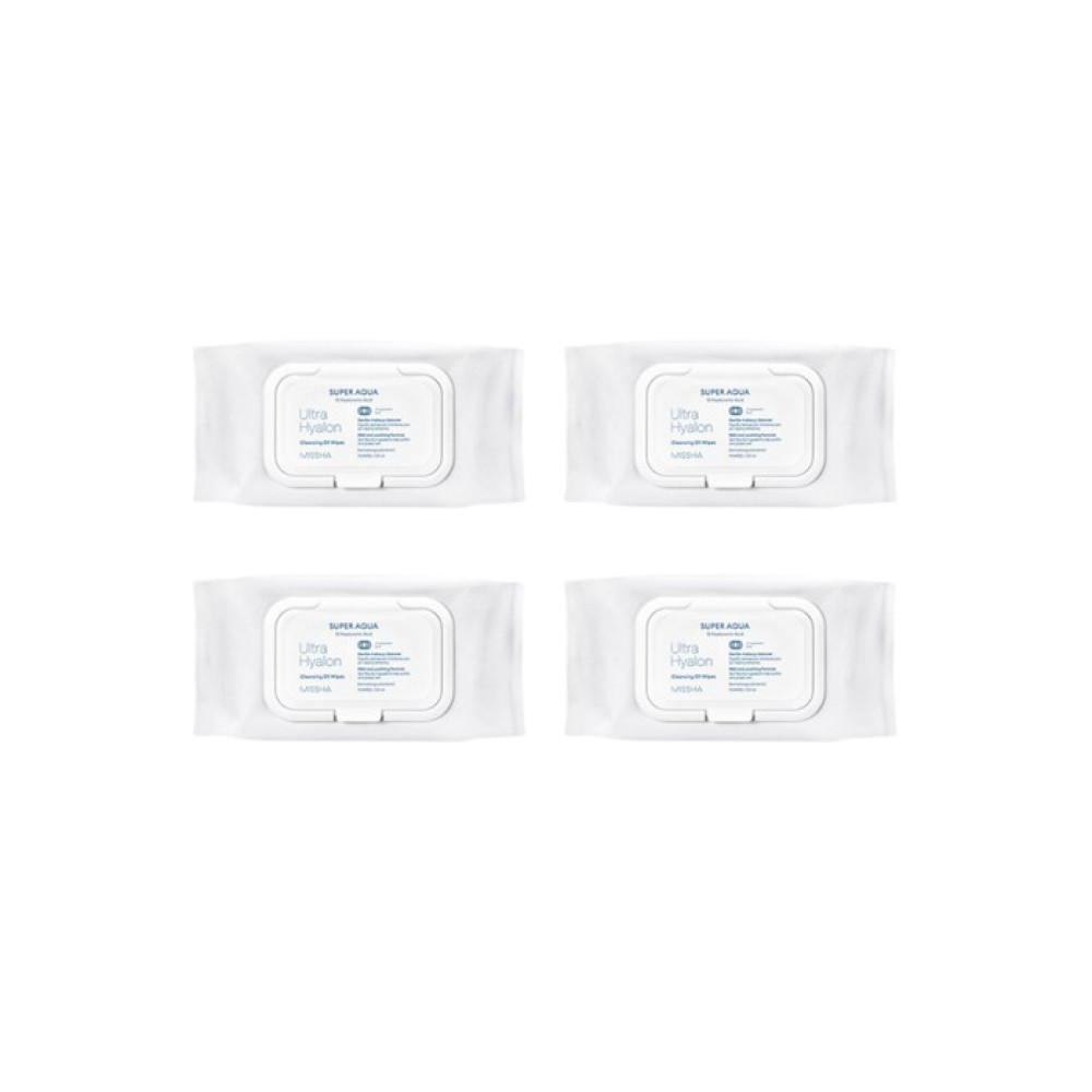 MISSHA - Super Aqua Ultra Hyalron Cleansing Oil Wipes (Jumbo Size) - 1pack (70pcs) (4ea) Set