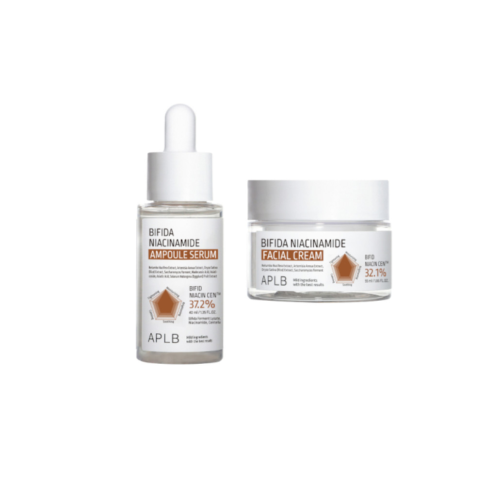 APLB - Bifida Niacinamide Ampoule Serum - 40ml & Facial Cream - 55ml Set