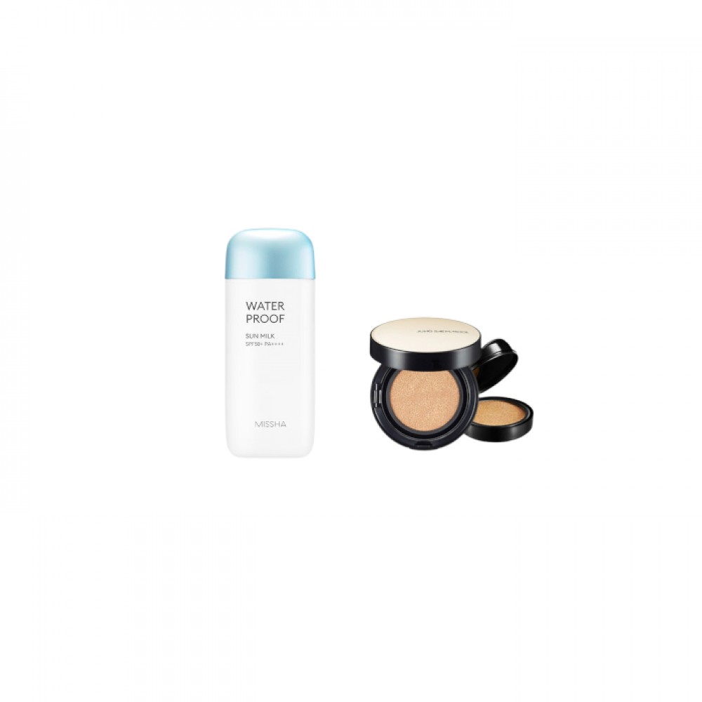 MISSHA - All-Around Safe Block Waterproof Sun Milk SPF 50+/PA++++ - 70ml X Jung Saem Mool - Essential Skin Nuder Long Wear Cushion - 14g+14g - Medium Deep
