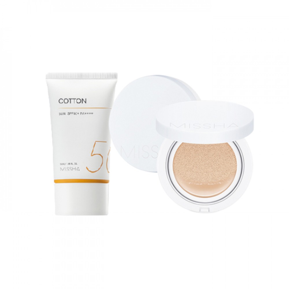 Missha Missha Cotton Sun X Magic Cushion Moist Up Light Beige Set