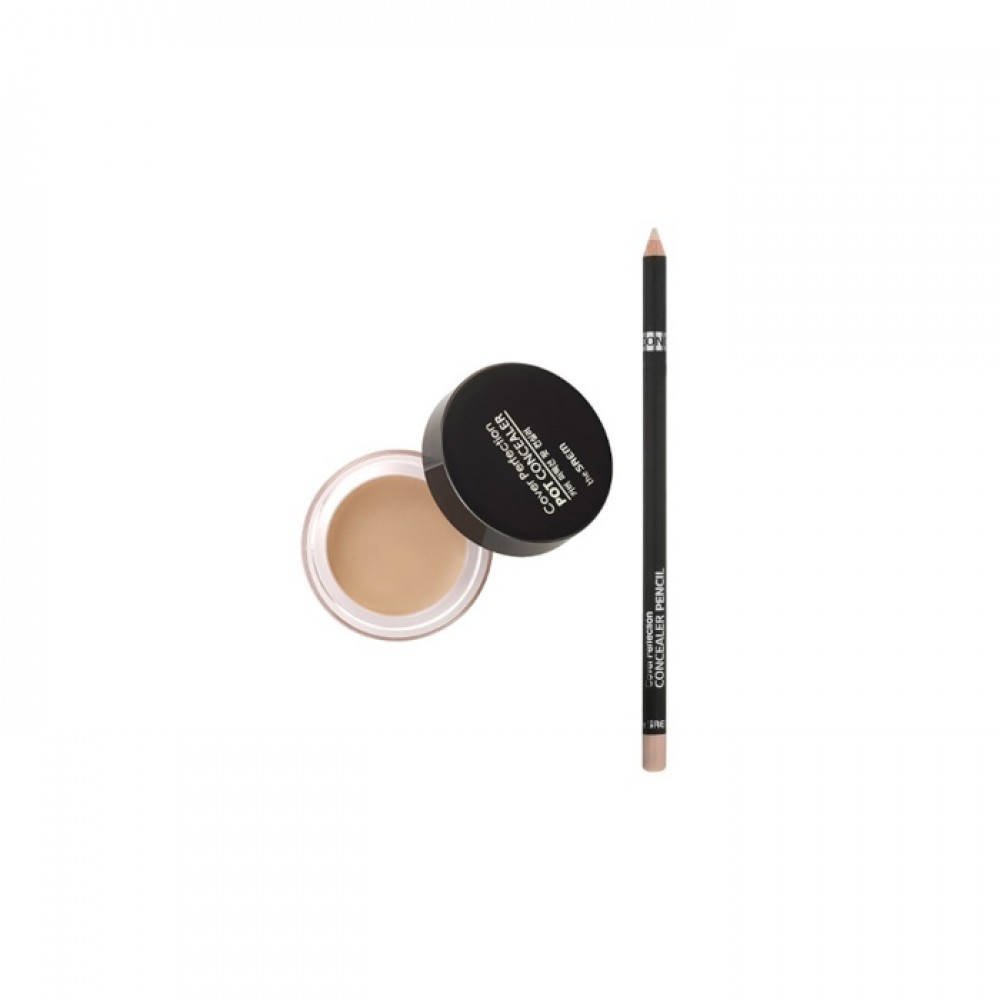 The Saem - Cover Perfection Pot Concealer - #1 Clear Beige (1ea) + Concealer Pencil - 1.4g - 1.5 Natural Beige (1ea) Set