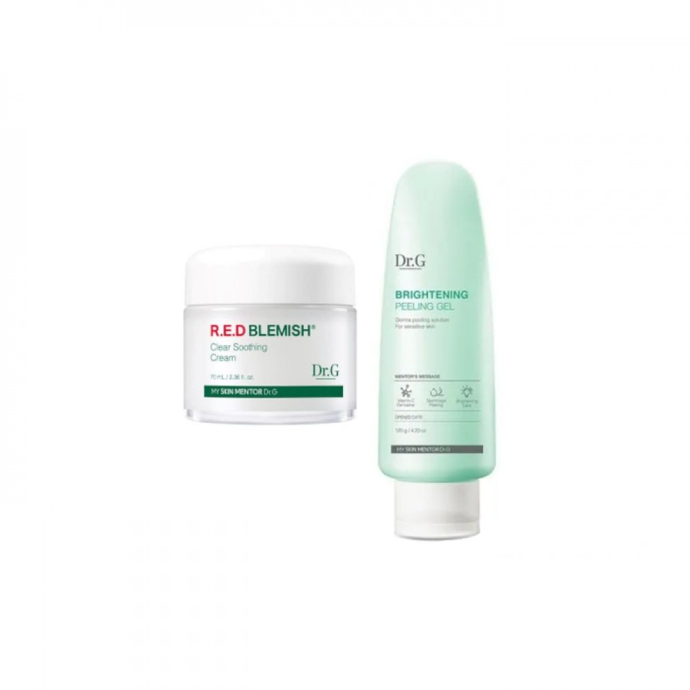 Dr.G - R.E.D Blemish Clear Soothing Cream - 70ML - 70ml - White (1ea) + Brightening Peeling Gel (New) - 120g (1ea) set