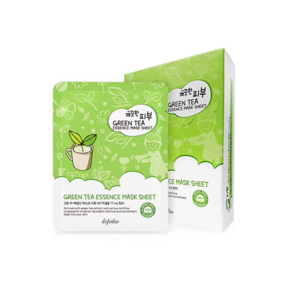 esfolio - Pure Skin Green Tea Essence Mask Sheet - 25ml X 10pcs