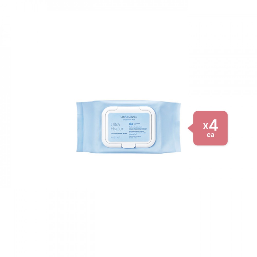 MISSHA - Super Aqua Ultra Hyalron Cleansing Water Wipes - 1pack (30pcs) (4ea) Set